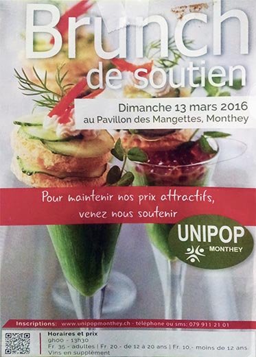 Inscription au Brunch de Soutien pour l'UNIPOP à Monthey